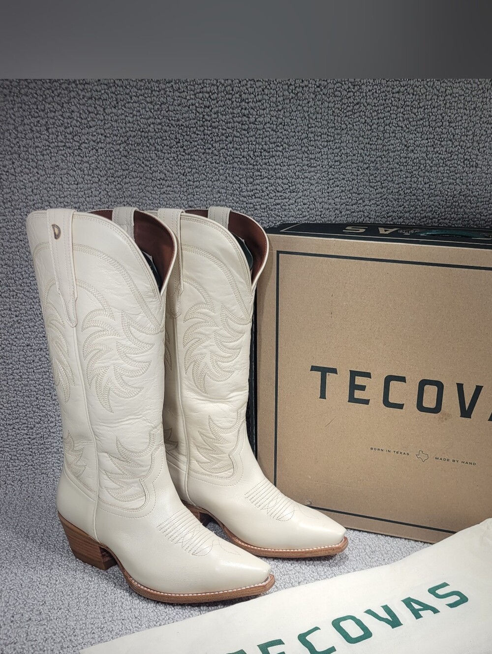 Tecovas The Annie Women's US Size 8B Beige Bone Cowhide Leather Cowgirl Boots